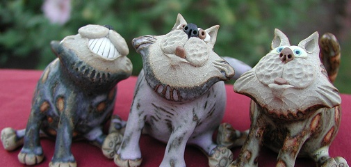  miniature pottery dogs 