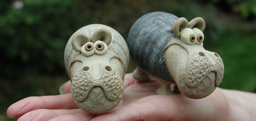  pottery hippos 