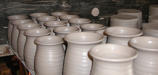  thrown clay pots 