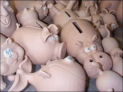  animal banks after biscuit firing 