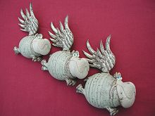  Pottery Flying Hippos - set of three 