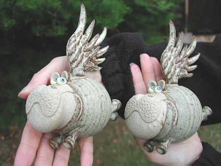  Pottery Flying Hippos - set of three 