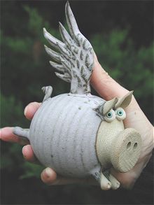  Pottery Flying Pigs - set of three 