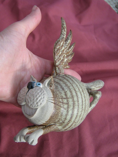  Pottery Flying Cats - set of three 