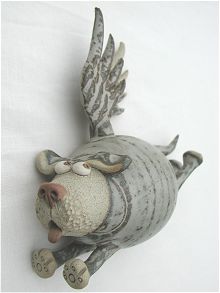  Pottery Flying Dogs - set of three 