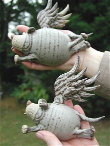 Pottery Flying Dogs - set of three 