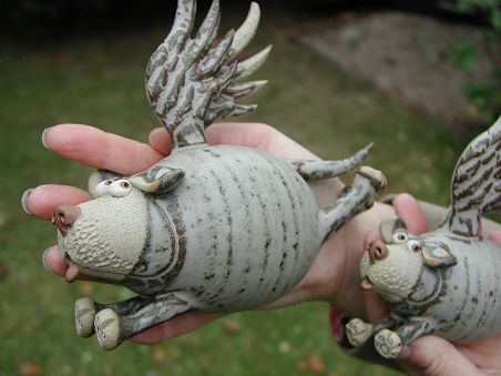  Pottery Flying Dogs - set of three 