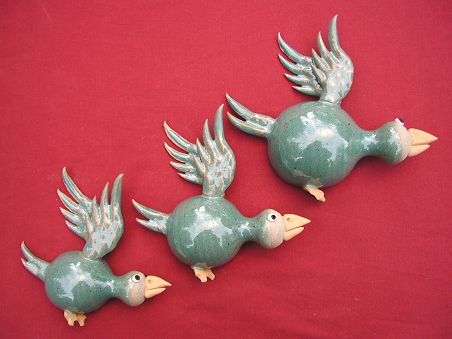  Pottery Flying Ducks - set of three 