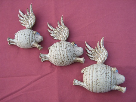  Pottery Flying Sheep - set of three 