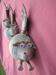  Pottery Flying Sheep - set of three 