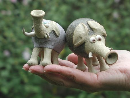  Collectable Miniature Pottery Trumpet Elephant 