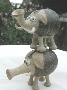  Collectable Miniature Pottery Trumpet Elephant 