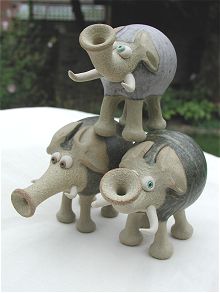  Collectable Miniature Pottery Trumpet Elephant 