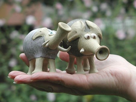  Collectable Miniature Pottery Trumpet Elephant 