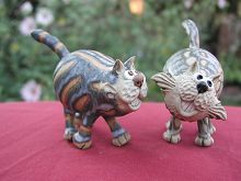  Collectable Miniature Pottery Leggy Cat - standing 