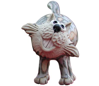  Collectable Miniature Pottery Leggy Cat - standing 