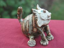  Collectable Miniature Pottery Leggy Cat - seated 