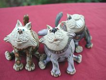  Collectable Miniature Pottery Leggy Cat - seated 