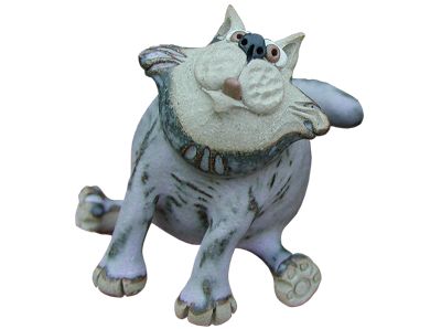  Collectable Miniature Pottery Leggy Cat - seated 