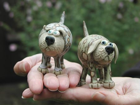  Collectable Miniature Pottery Leggy Dog - standing 