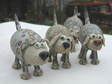  Collectable Miniature Pottery Leggy Dog - standing 