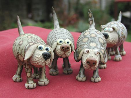 Collectable Miniature Pottery Leggy Dog - standing 