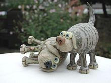  Collectable Miniature Pottery Leggy Dog - standing 