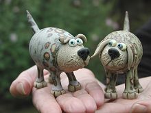  Collectable Miniature Pottery Leggy Dog - standing 