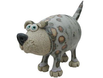  Collectable Miniature Pottery Leggy Dog - standing 