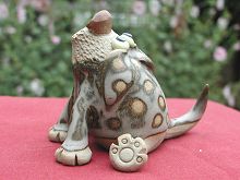  Collectable Miniature Pottery Leggy Dog - seated 