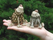  Collectable Miniature Pottery Leggy Dog - seated 