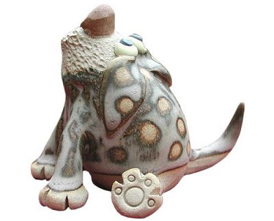  Collectable Miniature Pottery Leggy Dog - seated 
