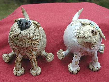  Pottery Leggy Dog - sitting 