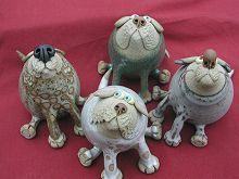  Pottery Leggy Dog - sitting 