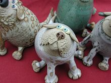  Pottery Leggy Dog - sitting 